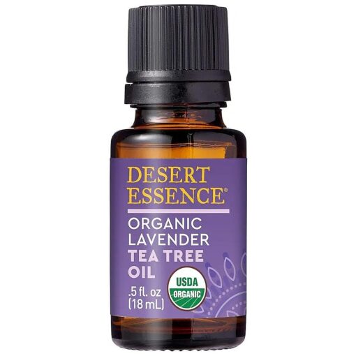 Desert Essence, Organic Lavender Tea Tree Oil 0.5 fl, oz, - USDA Certified Organic, Gluten Free, Vegan - Calming Lavender - Cleansing Tea Tree Oil - Soothes Senses