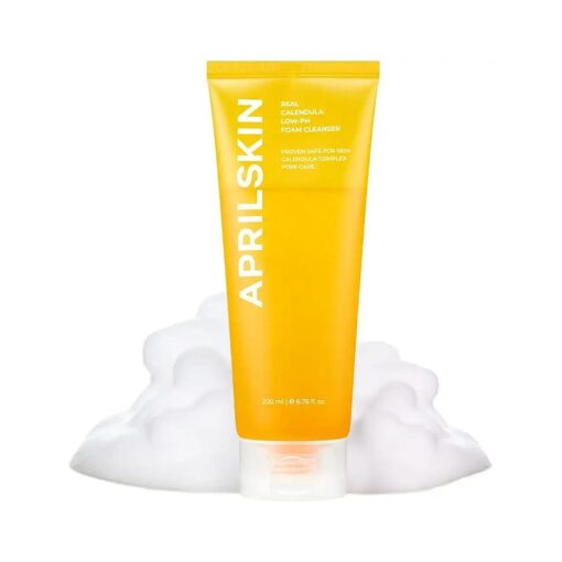 Aprilskin Calendula Low pH Gel Cleanser | Vegan, Cruelty Free | Dry, Sensitive, Acne-Prone Skin| Gentle deep cleans with micro micellar bubbles | 6.76 oz | No sulfates and artificial fragrance