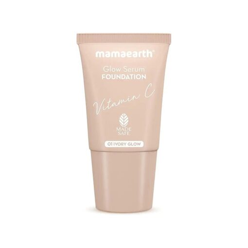 Mamaearth Glow Serum Foundation Mini Tube with Vitamin C & Turmeric for 12-Hour Long Stay- 18 ml l 12-Hour Long Stay | 2X Instant Glow ( Ivory Glow )