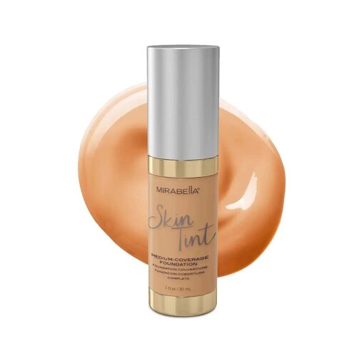 Mirabella Skin Tint Creme Liquid Foundation, Oil-Free Mineral Foundation with Medium Coverage Delivers Age-Defying Benefits and Hydration with Hyaluronic Acid, Squalane, & Allantoin