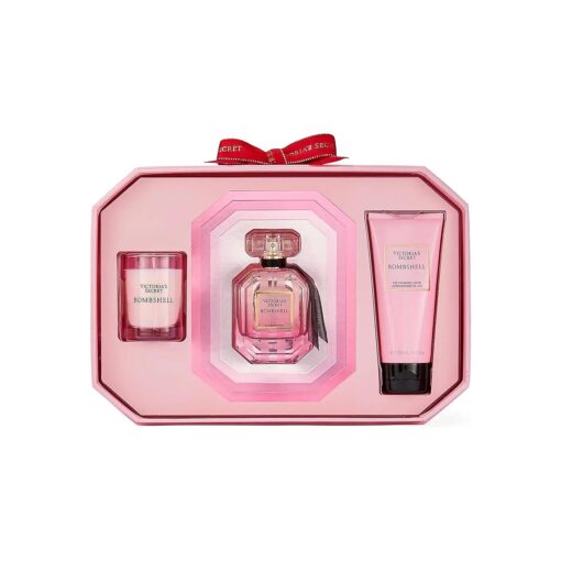 Victoria 's Secret Bombshell 3 Piece Luxe Fragrance Gift Set : 1.7 oz, Eau de Parfum, Travel Lotion, & Candle