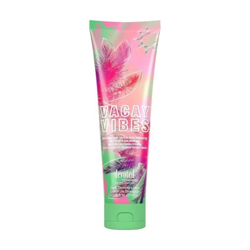 Vacay Vibes Tanning Lotion - Indoor/Outdoor Tropical Bronzing Cocktail Infused with Skin Quenching Watermelon and Guava Extracts, plus Electrolyte Enhanced Coconut Water - 8.5 oz .