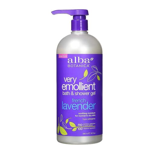 Alba Botanica Very Emollient Bath & Shower Gel, French Lavender, 32 oz .