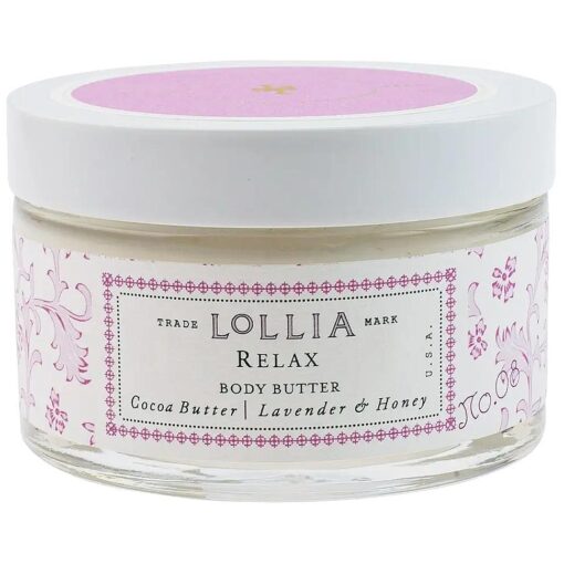 Lollia Relax Body Butter, 5.5 oz, - Lavender & Honey Fragrance - Shea Butter & Cocoa Butter, Body Lotion for Women, Hydrating & Smooth Body Moisturizer