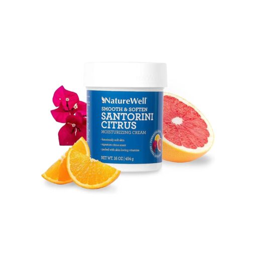 Santorini Citrus Smooth & Soften Moisturizing Cream For Face, Body, & Hands, Packed With Skin-Loving Vitamins & Nutrients, Luxuriously Creamy & Intensely Hydrating, 16 Oz .