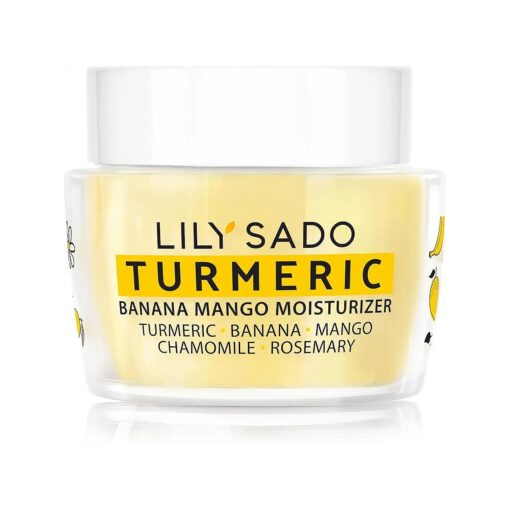 LILY SADO Turmeric Banana Mango Face Moisturizer - Luscious Creamy Nutrient-Rich Natural Daily Facial Cream w Chamomile & Rosemary - Vegan Anti-Aging Lotion For Wrinkles & Fine Lines