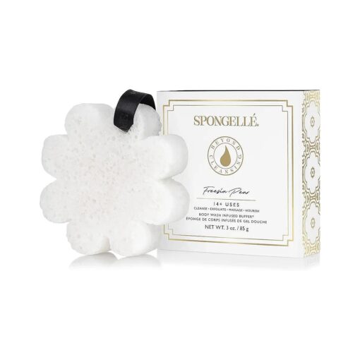 SPONGELLE Boxed Flower Body Wash Infused Buffer, Freesia Pear