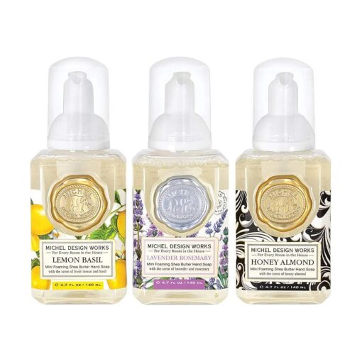 Michel Design Works Mini Foaming Soap 3-Pack Set ( Lavender Rosemary, Lemon Basil, Honey Almond )