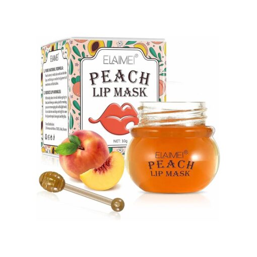 Lip Sleeping Mask Peach Lip Scrub Lip Mask Exfoliator with Double Effect Moisturizing Repairing Lip Scrubs Moisturizer Repairs Dry Lips Treatment