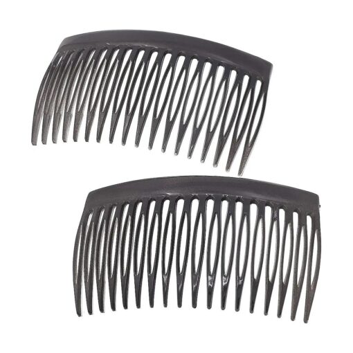 Camila Paris CP3136 French Hair Side Comb, Small, Curved Gray French Twist Hair Combs Decorative, Strong Hold Hair Clips for Women Bun Chignon Up-Do Styling Girls Hair Accessories, Made in France