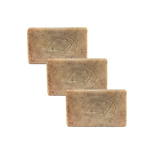 Natural Soap Bar, Luxiny Patchouli Scrub Handmade Body Soap and Bath Soap Bar is a Palm Oil Free Moisturizing Vegan Castile Soap with Essential Oil for All Skin Types Including Sensitive Skin ( 3 Pack )