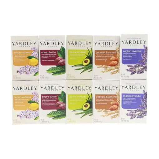 Yardley London Soap Bath Bar Bundle - 10 Bars : English Lavender, Oatmeal and Almond, Aloe and Avocado, Cocoa Butter, Lemon Verbena 4 Ounce Bars ( Pack of 10, Two of each )