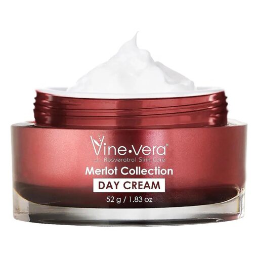 Vine Vera Resveratrol Merlot Moisture Day Cream Resveratrol Skin Care Face Moisturizer - Merlot Face Cream for All Skin Types Products for Anti Aging - 52 G / 1.83 Oz