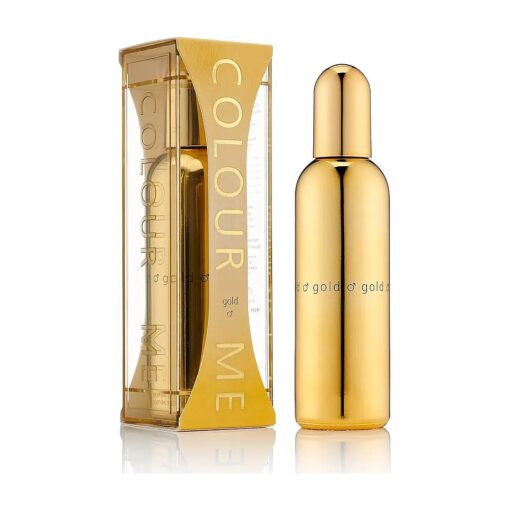 Colour Me Gold Homme by Milton-Lloyd - Perfume for Men - Spicy Aromatic Fragrance - Opens with Spices, Leather, Patchouli, and Amber - Enduring Scent Exudes Persistence - 3 oz EDP Spray