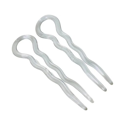 Parcelona French Sleek Clear 3.5" Large Celluloid U Shaped Chignon Bun Hair Pins for Women, Made in France ( 2 in Pack )