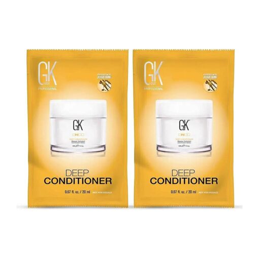 GK HAIR Global Keratin Deep Conditioner Masque Pack of 2 ( 0.67 Fl Oz/20ml ) Intense Hydrating Repair Treatment Mask for Dry Damaged Color Treated Frizzy Hair Restoration Formula with JOJOBA Seed Oils