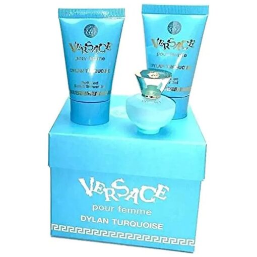 Versace Dylan Turquoise Womens Mini Perfume Trio Gift Set ( 5ml EDT Splash, 23ml Body Gel & 23ml Shower Gel )