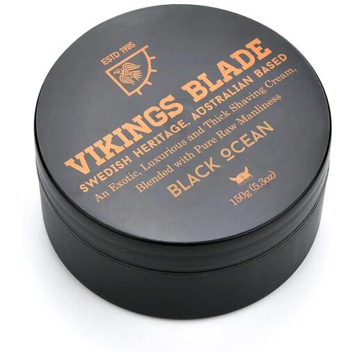 VIKINGS BLADE Luxury Shaving Cream, Black Ocean Scent, Silky Buttery Smooth, Surfactant Base, Refreshing, Clean, Close, FOAMING Shave Cream