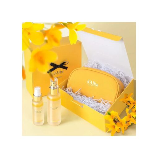 d'Alba Italian White Truffle Vegan Gift for HER, First Spray Serum Full Size & Travel Size & Pouch, Facial Mist Gift Set