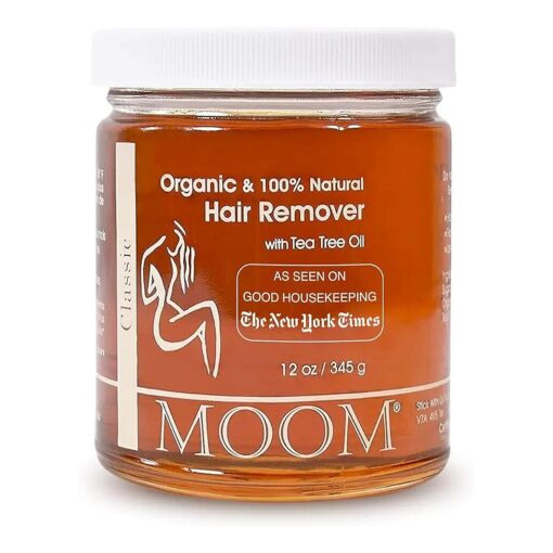 MOOM Organic Sugar Wax with Tea Tree Oil, 12 oz Jar - Hair Removal for Bikini, Brazilian, Face & Legs - Soft Wax for Sensitive Skin, Wax Beads Alternative For Women & Men ( Waxing Strips NOT Included )