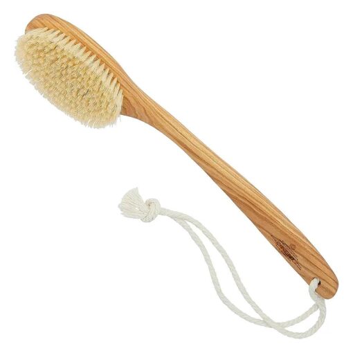 FD10 Ashwood Back Scrubber for Shower Bath Brush and Body Scrubber Exfoliator - Boar Bristle Shower Brush for Body for Men and Women - Kent Brush Back Scrubbers for Use in Shower Made in England