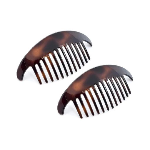 Camila Paris CP2430/2 French Hair Side Combs Tortoise Shell Interlocking Combs French Twist Hair Combs, Strong Hold Hair Clips for Women Bun Chignon Up-Do Styling Girls Hair Accessories Made in France