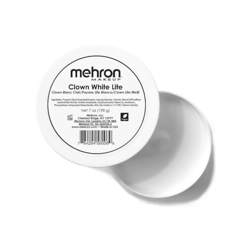 Mehron Makeup Clown White Lite | Professional Face Paint & Body Paint | White Cream Makeup, White Face Paint Makeup for Clown Makeup, Stage, Film, Cosplay, Mime, & Halloween 7 oz ( 198 g )