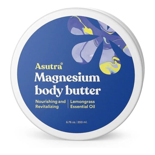 ASUTRA Magnesium Body Butter Lotion | Natural Soothing Shea Butter & Almond Oil Moisturizer | Premium-Quality Magnesium Oil, 6.76 oz