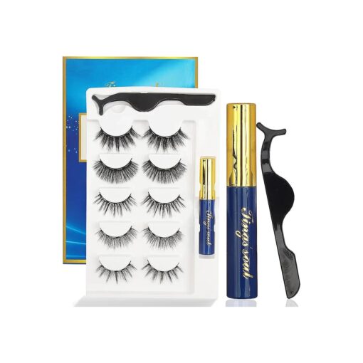 Eyelashes Magnetic Lashes Natural Fake 3D Lashes that Look Like Extensions False Eyelashes Magnetic ( 5 Pairs/Style A )