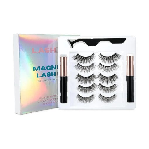 Magnetic False Lashes Variety Pack with Eyeliner, Wispy, Natural Look, and Dramatic Eyelashes, Reusable 3D Strip Eyelashes Bulk Kit, Waterproof Faux Lashes No Glue