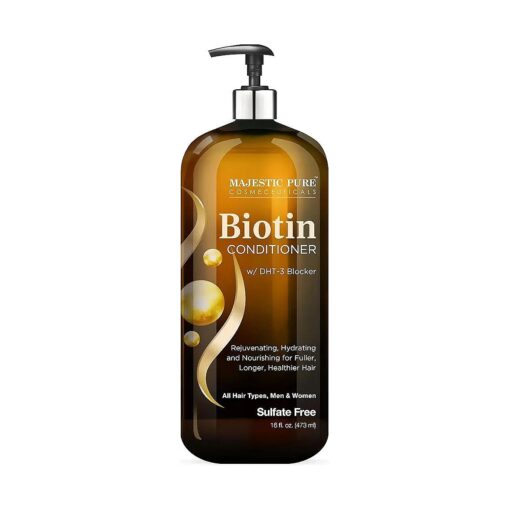 MAJESTIC PURE Biotin Conditioner for Hair Loss - Thickening & Volumizing Conditioner, with DHT-3 Blocker, Keratin & Rosemary Oil, Sulfate Free, All Hair Types Hair Conditioner, 16 fl oz