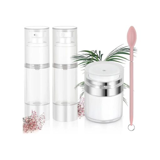 Airless Pump Jar, Vacuum Cream Jar Airless Pump Bottles Vacuum Bottle Portable Lotion Dispenser, Empty Refillable Travel Containers for Toiletries Face Cream Pot for Makeup Essence Moisturize