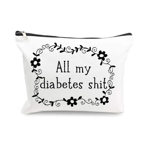 Diabetic Supplies Cosmetic Bag - All My Diabetes - Diabetic Emergency Kit Funny Travel Bags Zipper Pouch Toiletry Make-Up Case for Women Grandma Grandpa Mom Dad Sister Brother Birthday Christmas Gifts