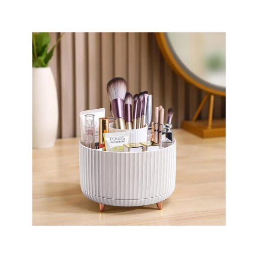 funest Makeup Brush Holder Organizer,360deg Rotating Pencil Pen Holder Cup, Desk Accessories,5 Slot Make up Brushes Cup, for Storage Stand for Cosmetics Painting Pen Eyeliner or on the Vanity