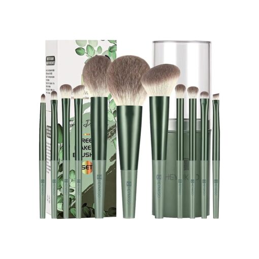 Makeup Brushes Set, HEYMKGO 11Pcs Makeup Brush Set Premium Synthetic Bristles Conical Handle Kabuki Foundation Face Eyeshadow Brush for Liquid Powder Buffing Blending Contouring With Travel Case