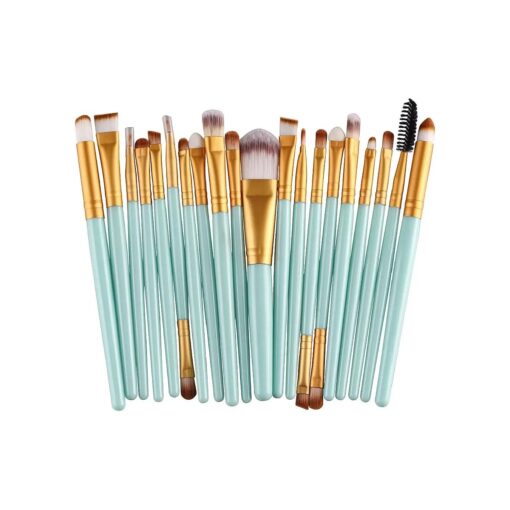 MELADY Pro 20pcs Multi-function Cosmetic Powder Foundation Eye shadow Eyeliner Lip Makeup Brushes Sets ( Green-Gold )