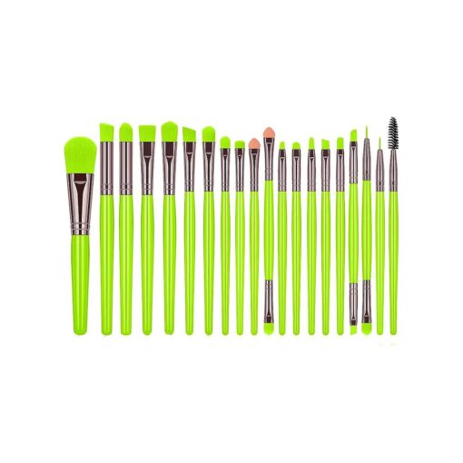 20pcs Diamond Shape Handle Makeup Brushes Sets for Eye Shadow Eyeliner Foundation Blush Lip Makeup Brushes Powder Liquid Cream ( green )