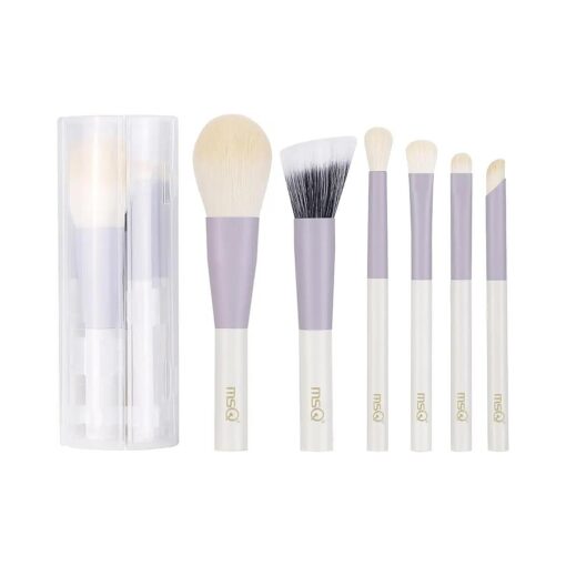 MSQ Make Up Brushes 6PCS Makeup Brush Set Premium Synthetic Powder Brush Blending Brush Eyeshadow Brushes Concealer Brush Stippling Brush with Case ( Purple )