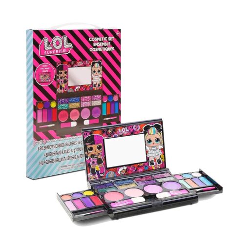 LOL Surprise Cosmetic Compact Set Includes Mirror, 14 Lip glosses, 8 Eye Shadow, 4 Blushes & 4 Brushes Safe & Non-Toxic Colorful Portable Foldable Makeup Beauty Kit for Girls, Townley Girl