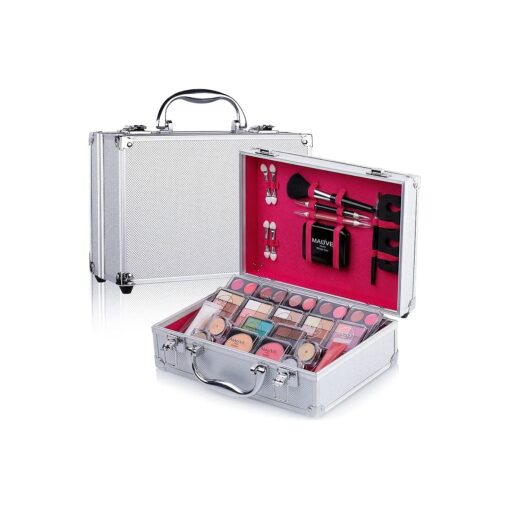 Makeup Kit for Girls and kids 8-12 Carry All Makeup Train Case with Pro Makeup for Teens Women Full Starter Cosmetics Set ( SILVER )