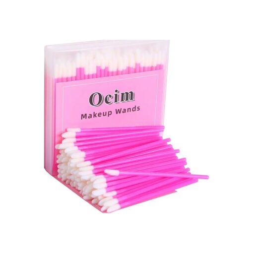 100Pcs Lip Applicators Disposable Lip Wands Brushes for Lipstick/Gloss with Case, Rose