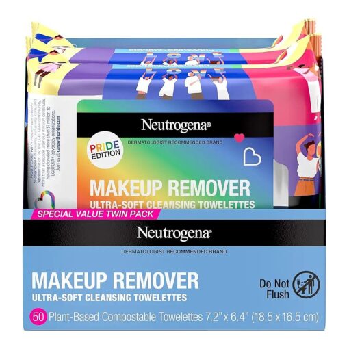 Care with Pride Neutrogena Makeup Remover Cleansing Towelettes, 25 Count, Twin Pack