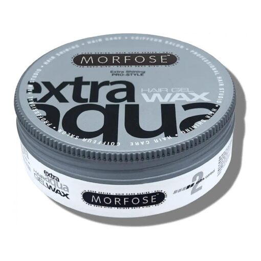 Morfose Extra Aqua Hair Gel Wax with Shiny and Flexible Level 2 Hold, Manage Flyaways, Braids, and Curls, Professional Hair Styling for Women and Men, Chewing Gum Scent, 5.92 fl, oz, ( extra aqua )