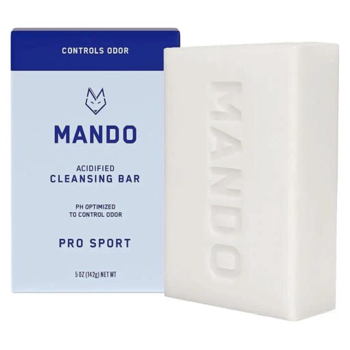 Mando Acidified Cleansing Bar - 24-Hour Odor Control - Removes Odor Better than Soap - Moisturizing Formula - SLS Free, Paraben Free - Safe For Sensitive Skin - Pro Sport