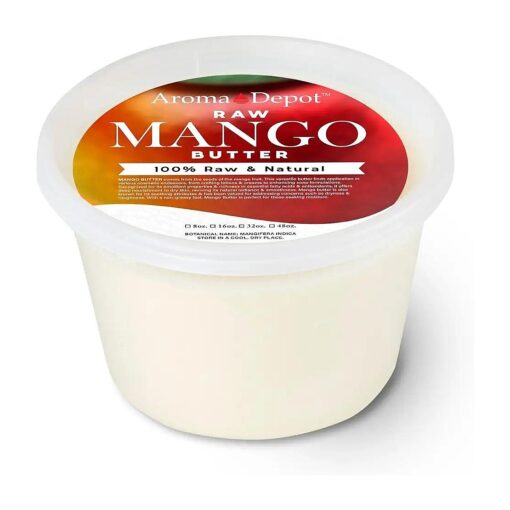 Aroma Depot 1lb / 16 oz Raw Mango Butter Unrefined 100 % Natural Pure Great for Skin, Body, Hair Care, DYI Body Butter, Lotions, Creams Reduces Fine Lines, Wrinkles, used for eczema psoriasis