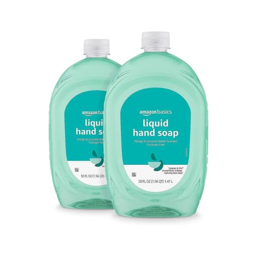 Basics Liquid Hand Soap Refill, Mango & Coconut Water Scent, Triclosan-Free, 50 Fl Oz ( Pack of 2 )