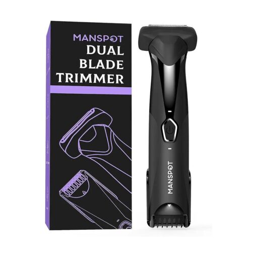 MANSPOT Manscape Body Trimmer for Men, Dual Head Foil Blades Ball Trimmer/Shaver, Pubic Groin Hair Trimmer Waterproof Foil Shaver Mens Grooming Trimmer 90 Minutes Shaving After Fully Charged