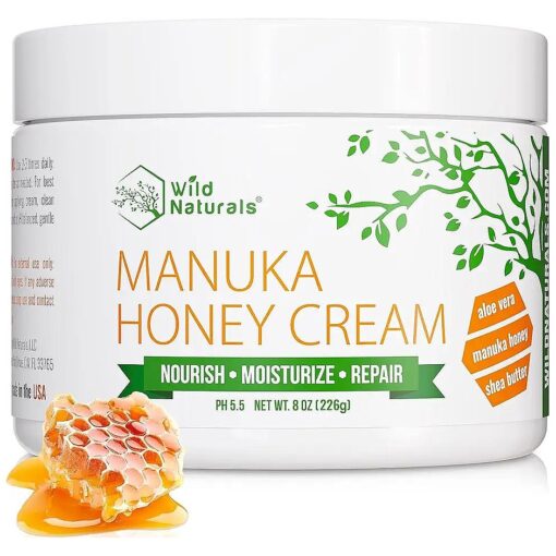 Manuka Honey Cream Moisturizer for Dry Skin - Eczema Honey Cream Face Moisturizer for Sensitive Skin - Soothing & Redness Relief Face Cream for Dry Skin - Face, Hand & Body Moisturizer for Women & Men