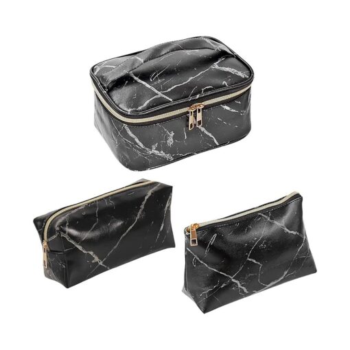 3 Pack Marble Makeup Bag Toiletry Bag Travel Bag Portable Cosmetic Bag Makeup Brushes Bag Waterproof Organizer Bag for Women Girls Men