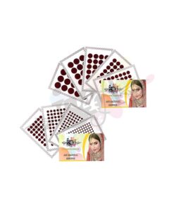 447 Multicolored Bollywood Forehead Stickers Adhesive Body Jewelry 9 Cards of Different Sized Tattoo Velvet Bindi Round Dot ( Maroon ( Deep Red ) )